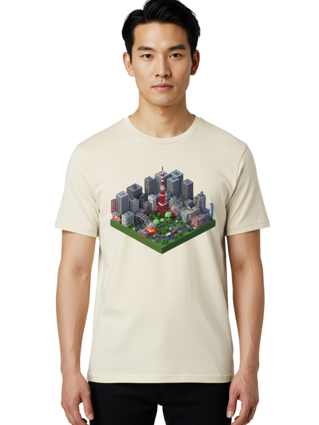 Tokyo-Cityscape Men'S Graphic Tee, 100% Cotton, Comfortable Casual Summer Wear, Machine Washable, Vintage Camera, Old Camera, Antique Camera, Black Camera, Classic Photography, Photography Equipment, Nostalgic Device, Film Camera, Camera Art Bao958