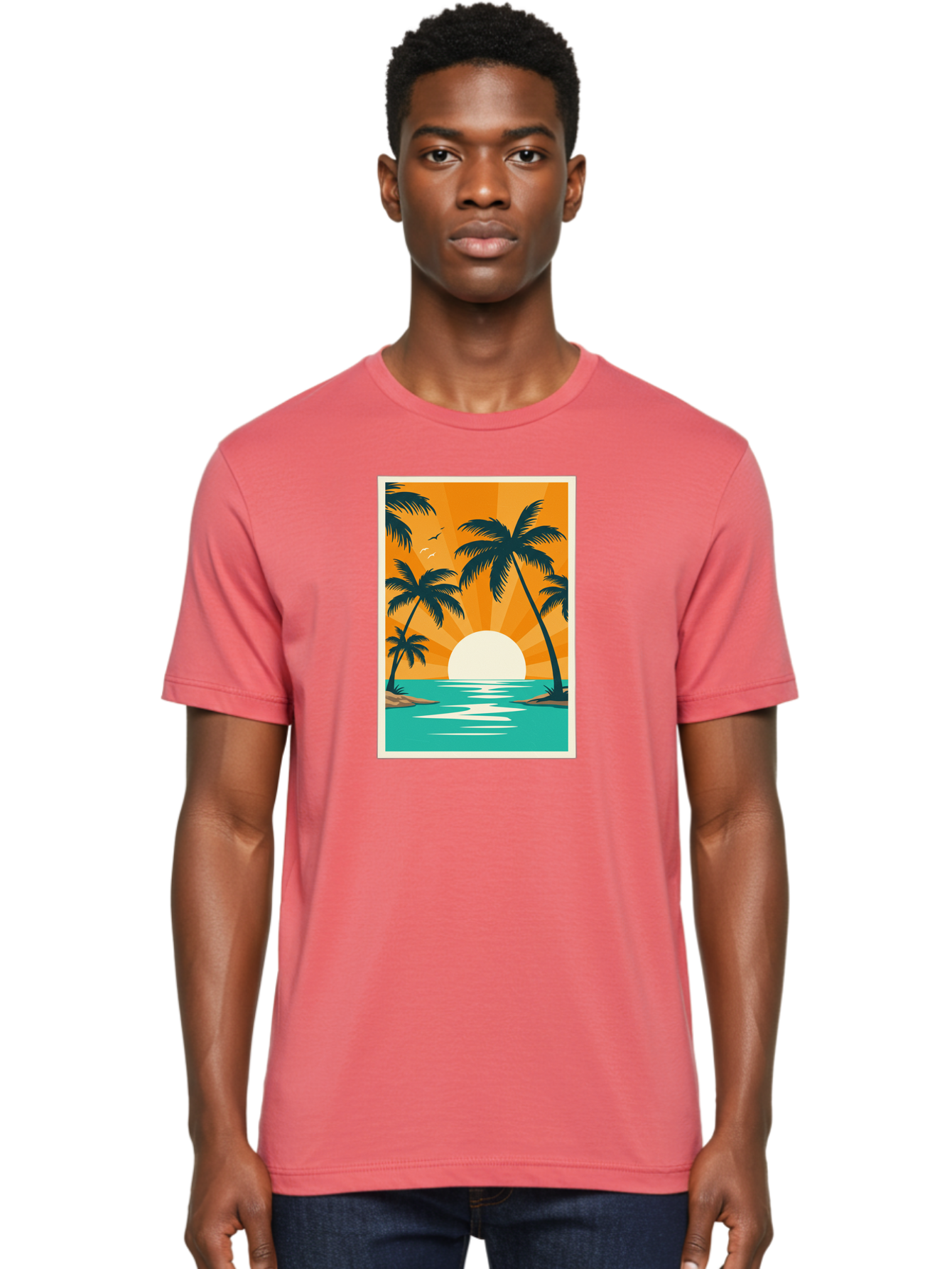 Tropical-Sunset Men'S Graphic Tee, 100% Cotton, Comfortable Casual Summer Wear, Machine Washable, Vintage Camera, Old Camera, Antique Camera, Black Camera, Classic Photography, Photography Equipment, Nostalgic Device, Film Camera, Camera Art Bao966