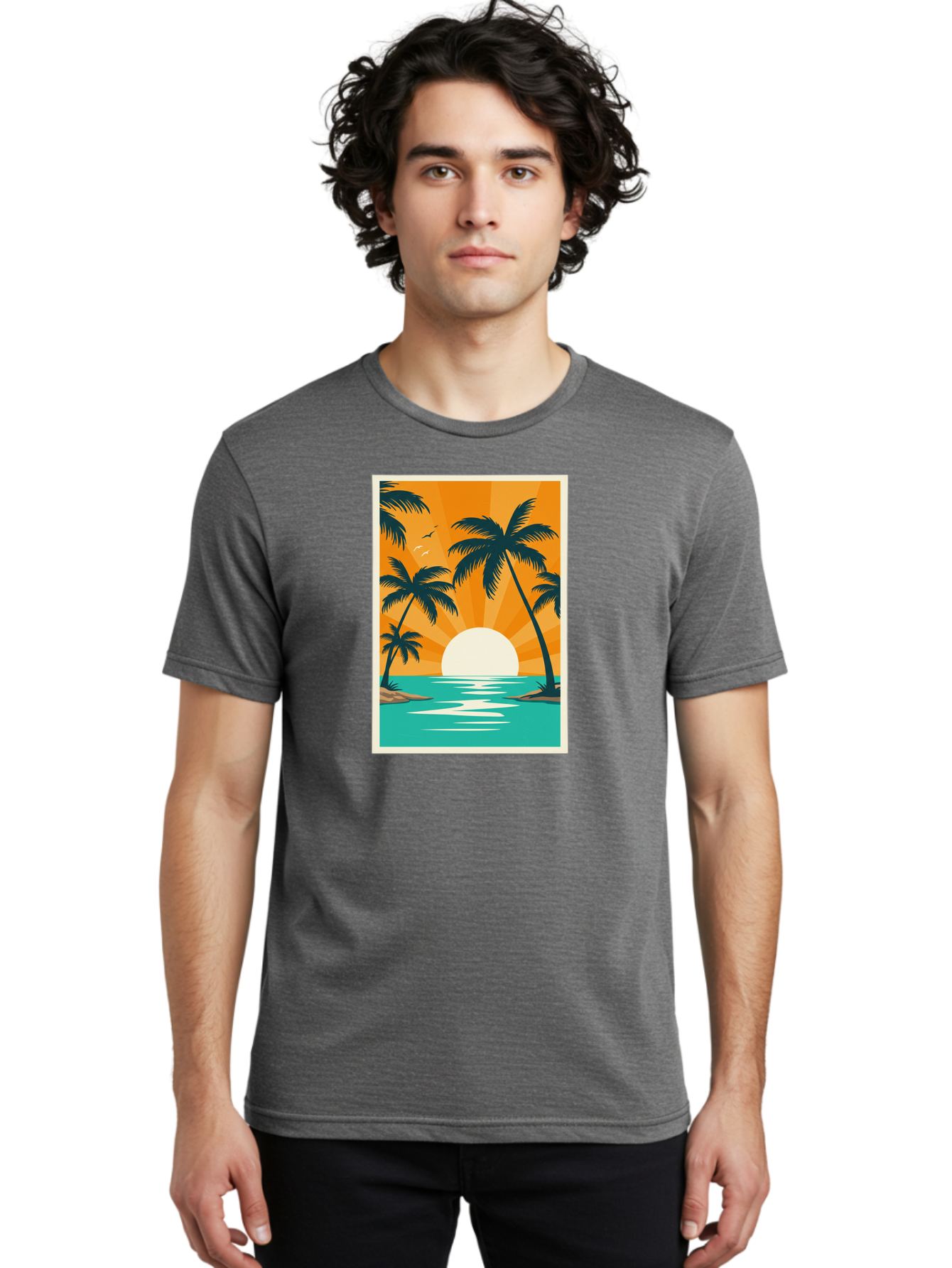Tropical-Sunset Men'S Graphic Tee, 100% Cotton, Comfortable Casual Summer Wear, Machine Washable, Vintage Camera, Old Camera, Antique Camera, Black Camera, Classic Photography, Photography Equipment, Nostalgic Device, Film Camera, Camera Art Bao966