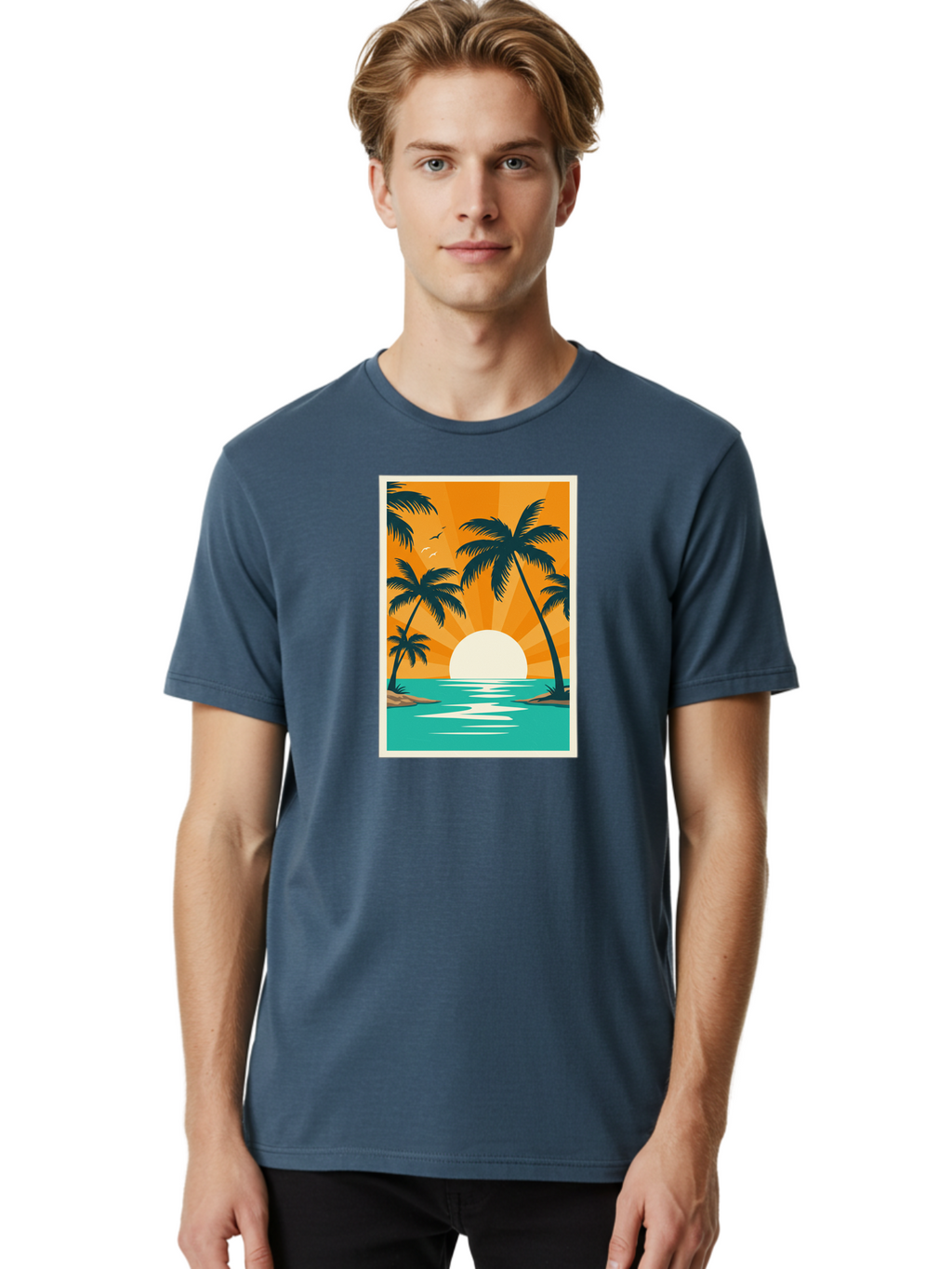 Tropical-Sunset Men'S Graphic Tee, 100% Cotton, Comfortable Casual Summer Wear, Machine Washable, Vintage Camera, Old Camera, Antique Camera, Black Camera, Classic Photography, Photography Equipment, Nostalgic Device, Film Camera, Camera Art Bao966