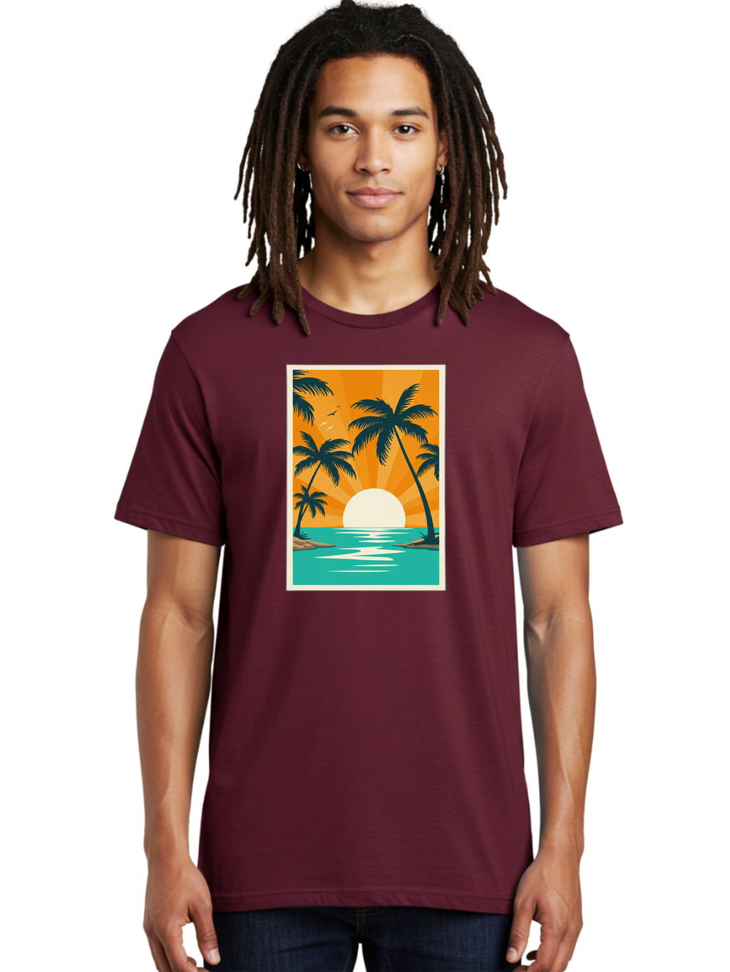 Tropical-Sunset Men'S Graphic Tee, 100% Cotton, Comfortable Casual Summer Wear, Machine Washable, Vintage Camera, Old Camera, Antique Camera, Black Camera, Classic Photography, Photography Equipment, Nostalgic Device, Film Camera, Camera Art Bao966