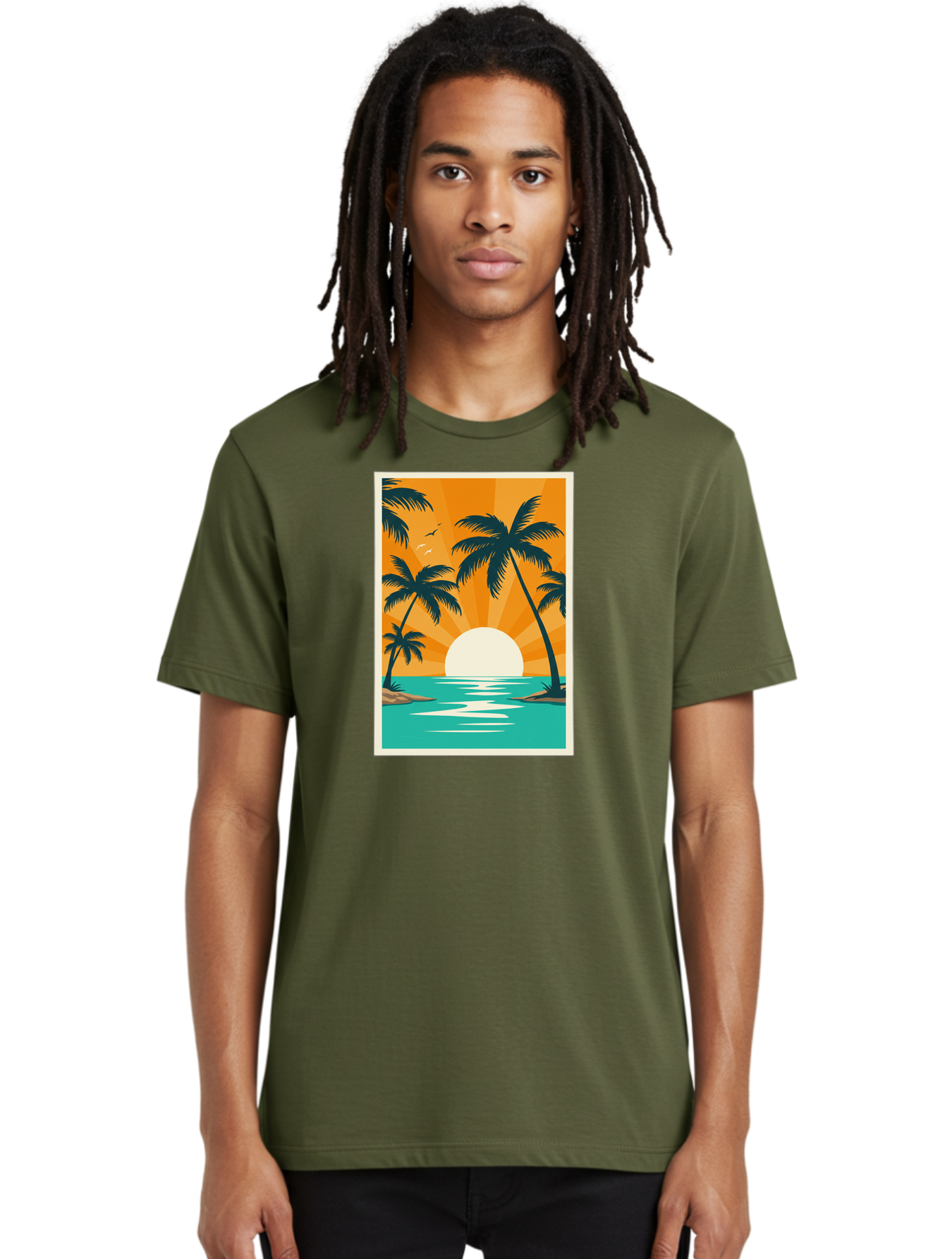 Tropical-Sunset Men'S Graphic Tee, 100% Cotton, Comfortable Casual Summer Wear, Machine Washable, Vintage Camera, Old Camera, Antique Camera, Black Camera, Classic Photography, Photography Equipment, Nostalgic Device, Film Camera, Camera Art Bao966