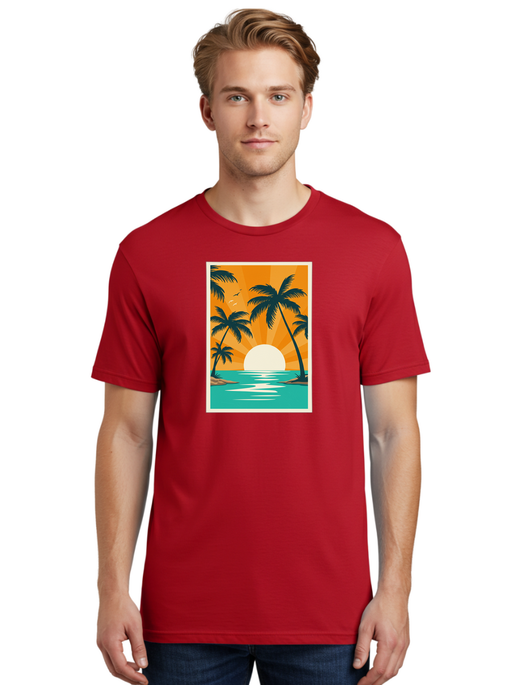Tropical-Sunset Men'S Graphic Tee, 100% Cotton, Comfortable Casual Summer Wear, Machine Washable, Vintage Camera, Old Camera, Antique Camera, Black Camera, Classic Photography, Photography Equipment, Nostalgic Device, Film Camera, Camera Art Bao966