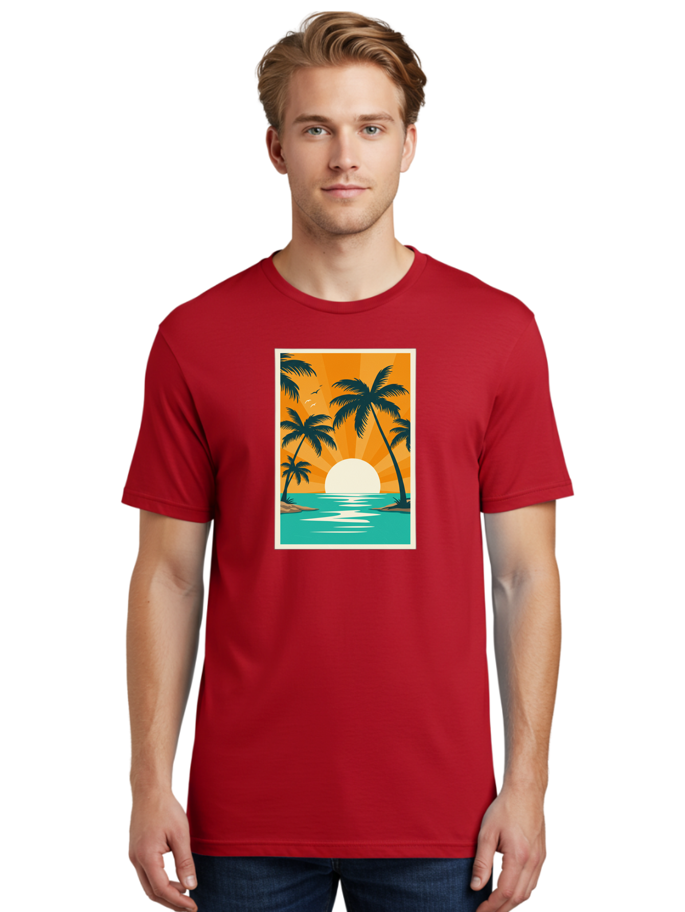 Tropical-Sunset Men'S Graphic Tee, 100% Cotton, Comfortable Casual Summer Wear, Machine Washable, Vintage Camera, Old Camera, Antique Camera, Black Camera, Classic Photography, Photography Equipment, Nostalgic Device, Film Camera, Camera Art Bao966