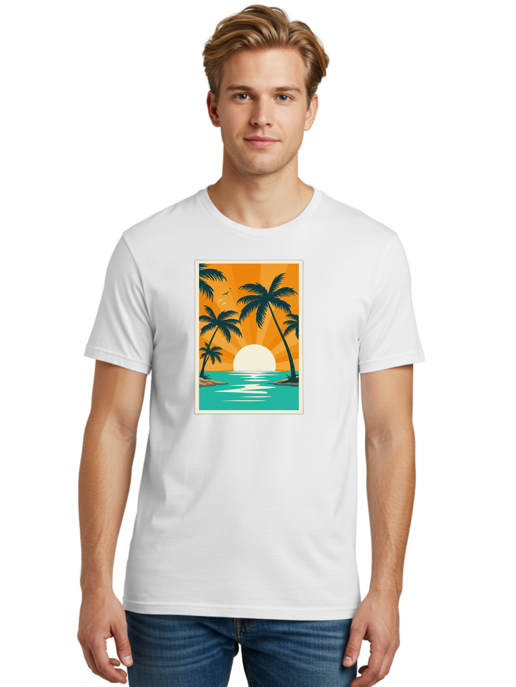 Tropical-Sunset Men'S Graphic Tee, 100% Cotton, Comfortable Casual Summer Wear, Machine Washable, Vintage Camera, Old Camera, Antique Camera, Black Camera, Classic Photography, Photography Equipment, Nostalgic Device, Film Camera, Camera Art Bao966
