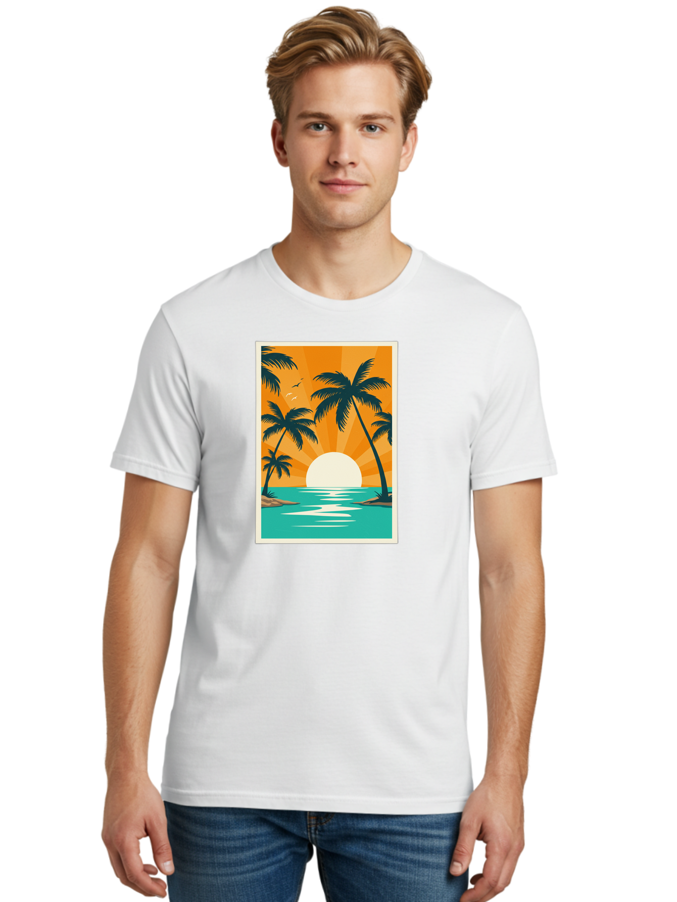 Tropical-Sunset Men'S Graphic Tee, 100% Cotton, Comfortable Casual Summer Wear, Machine Washable, Vintage Camera, Old Camera, Antique Camera, Black Camera, Classic Photography, Photography Equipment, Nostalgic Device, Film Camera, Camera Art Bao966