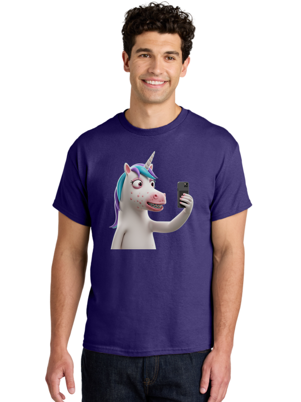 Unicorn-Selfie Men'S Graphic Tee, 100% Cotton, Comfortable Casual Summer Wear, Machine Washable, Vintage Camera, Old Camera, Antique Camera, Black Camera, Classic Photography, Photography Equipment, Nostalgic Device, Film Camera, Camera Art Bao985
