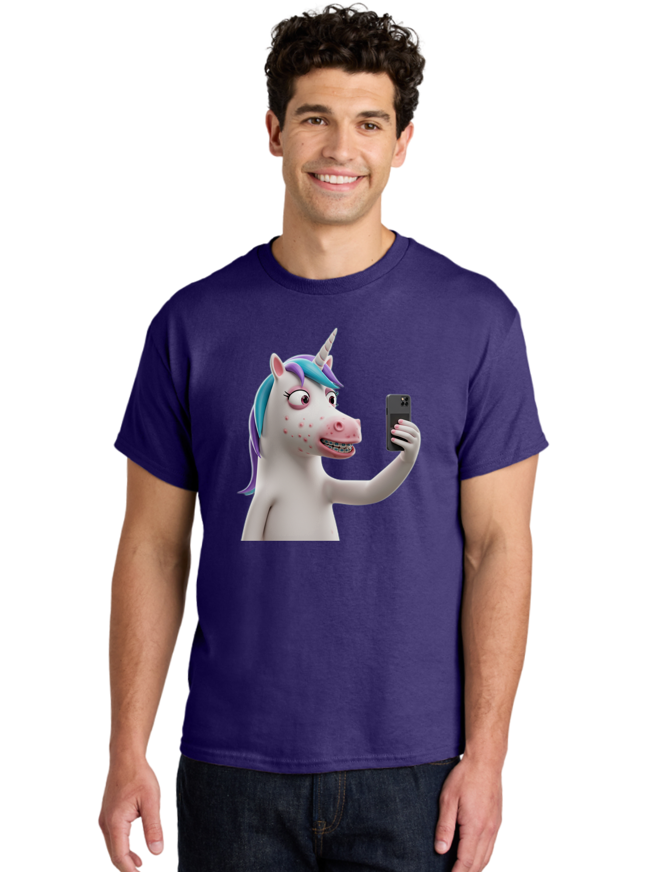 Unicorn-Selfie Men'S Graphic Tee, 100% Cotton, Comfortable Casual Summer Wear, Machine Washable, Vintage Camera, Old Camera, Antique Camera, Black Camera, Classic Photography, Photography Equipment, Nostalgic Device, Film Camera, Camera Art Bao985