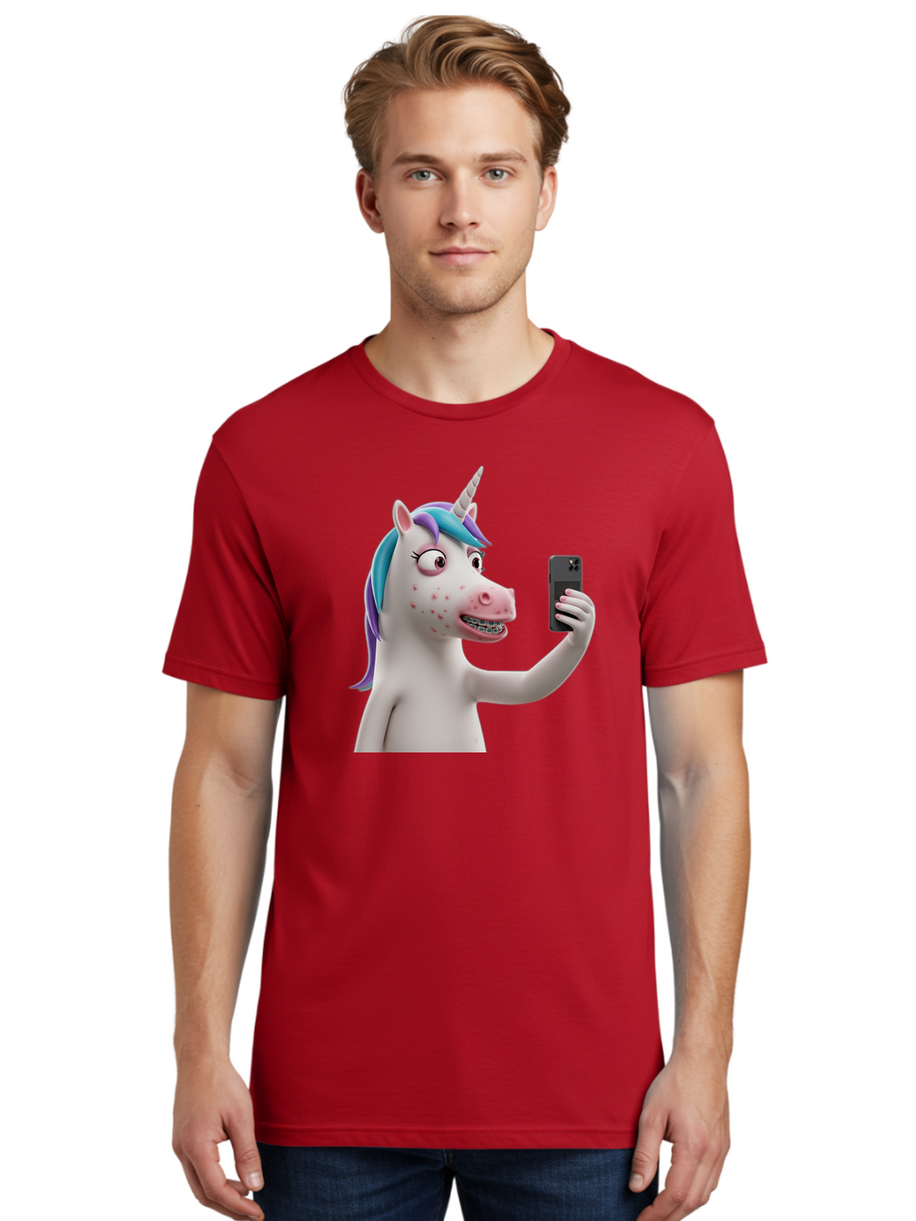 Unicorn-Selfie Men'S Graphic Tee, 100% Cotton, Comfortable Casual Summer Wear, Machine Washable, Vintage Camera, Old Camera, Antique Camera, Black Camera, Classic Photography, Photography Equipment, Nostalgic Device, Film Camera, Camera Art Bao985