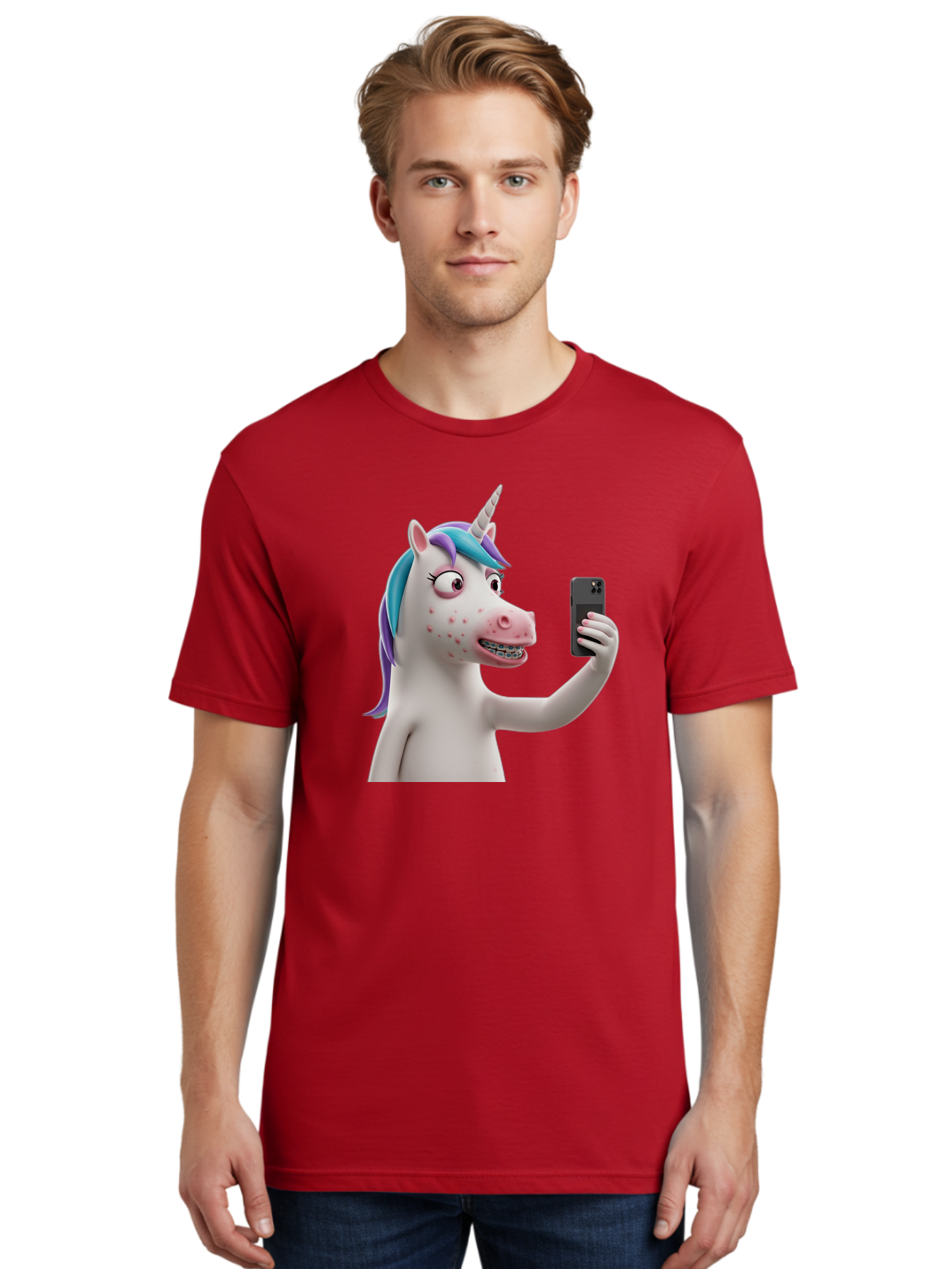 Unicorn-Selfie Men'S Graphic Tee, 100% Cotton, Comfortable Casual Summer Wear, Machine Washable, Vintage Camera, Old Camera, Antique Camera, Black Camera, Classic Photography, Photography Equipment, Nostalgic Device, Film Camera, Camera Art Bao985
