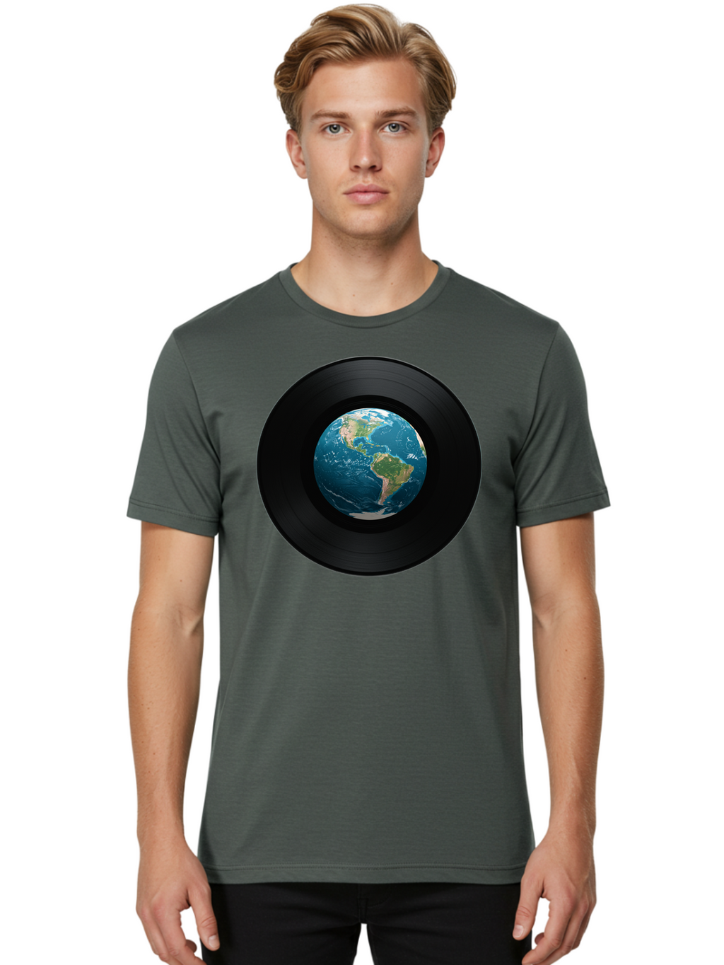 Vinyl-Record-Earth Men'S Graphic Tee, 100% Cotton, Comfortable Casual Summer Wear, Machine Washable, Vintage Camera, Old Camera, Antique Camera, Black Camera, Classic Photography, Photography Equipment, Nostalgic Device, Film Camera, Bao998