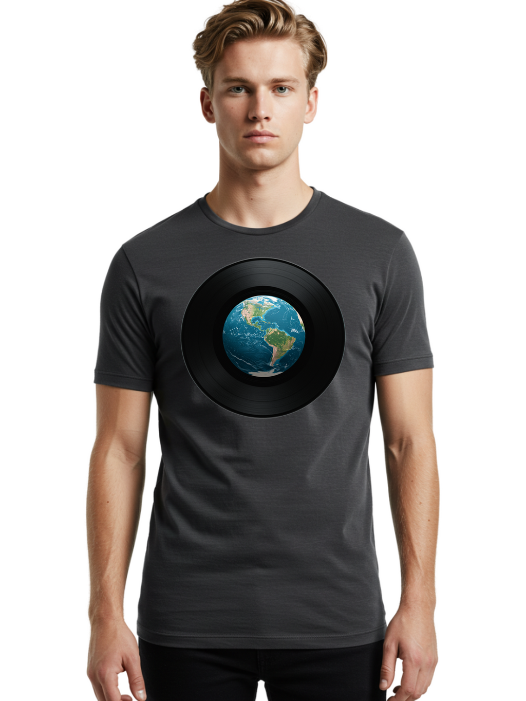 Vinyl-Record-Earth Men'S Graphic Tee, 100% Cotton, Comfortable Casual Summer Wear, Machine Washable, Vintage Camera, Old Camera, Antique Camera, Black Camera, Classic Photography, Photography Equipment, Nostalgic Device, Film Camera, Bao998