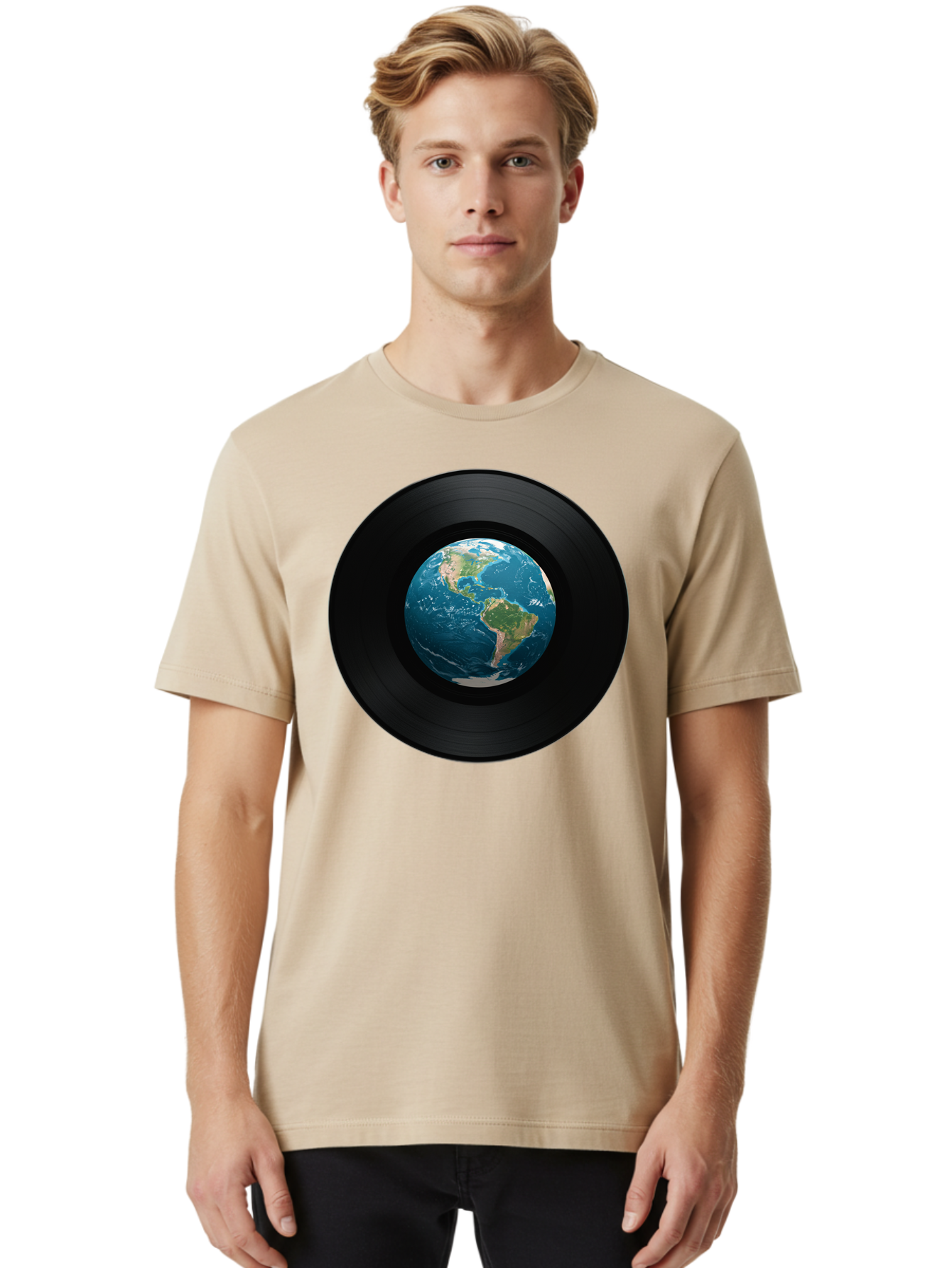 Vinyl-Record-Earth Men'S Graphic Tee, 100% Cotton, Comfortable Casual Summer Wear, Machine Washable, Vintage Camera, Old Camera, Antique Camera, Black Camera, Classic Photography, Photography Equipment, Nostalgic Device, Film Camera, Bao998