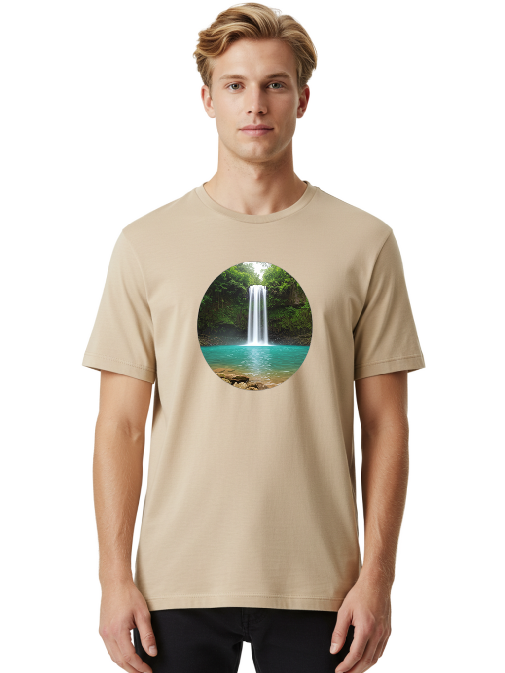 Waterfall Men'S Graphic Tee, 100% Cotton, Comfortable Casual Summer Wear, Machine Washable, Vintage Camera, Old Camera, Antique Camera, Black Camera, Classic Photography, Photography Equipment, Nostalgic Device, Film Camera, Camera Art Bao999