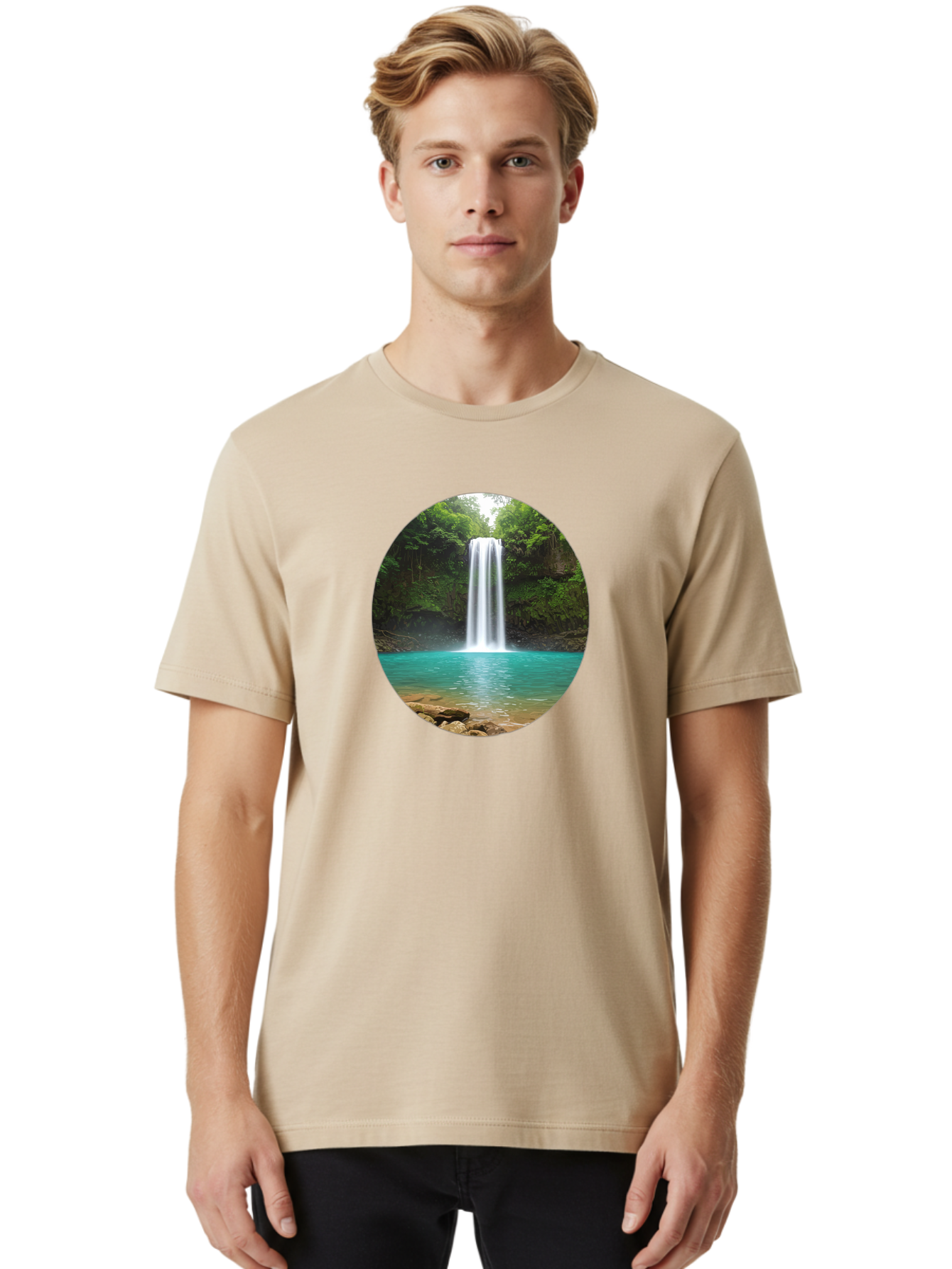 Waterfall Men'S Graphic Tee, 100% Cotton, Comfortable Casual Summer Wear, Machine Washable, Vintage Camera, Old Camera, Antique Camera, Black Camera, Classic Photography, Photography Equipment, Nostalgic Device, Film Camera, Camera Art Bao999