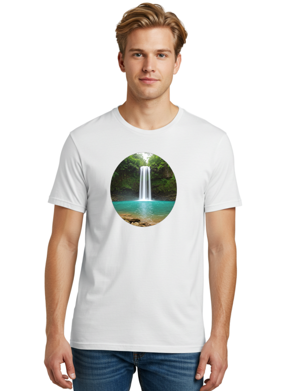 Waterfall Men'S Graphic Tee, 100% Cotton, Comfortable Casual Summer Wear, Machine Washable, Vintage Camera, Old Camera, Antique Camera, Black Camera, Classic Photography, Photography Equipment, Nostalgic Device, Film Camera, Camera Art Bao999